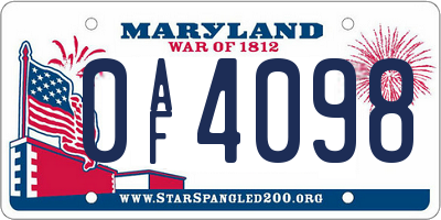 MD license plate 0AF4098