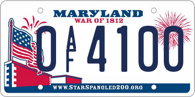 MD license plate 0AF4100