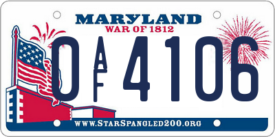 MD license plate 0AF4106
