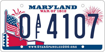 MD license plate 0AF4107