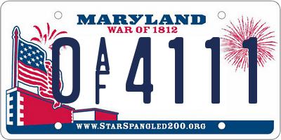 MD license plate 0AF4111