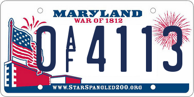 MD license plate 0AF4113