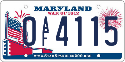 MD license plate 0AF4115