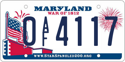 MD license plate 0AF4117