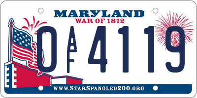 MD license plate 0AF4119