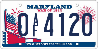 MD license plate 0AF4120