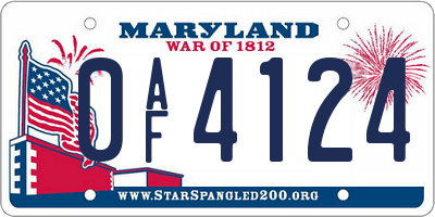 MD license plate 0AF4124