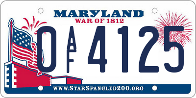 MD license plate 0AF4125