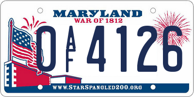 MD license plate 0AF4126