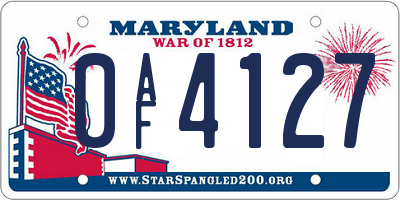 MD license plate 0AF4127