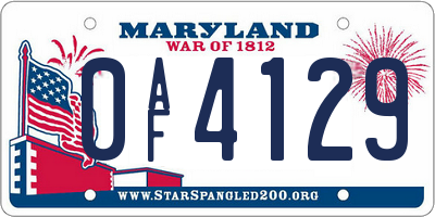 MD license plate 0AF4129