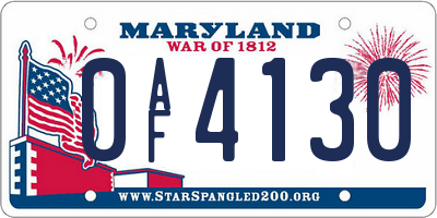 MD license plate 0AF4130