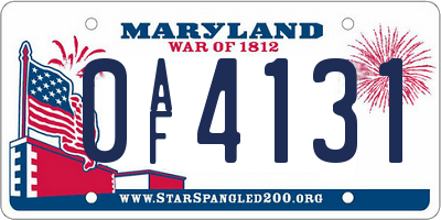 MD license plate 0AF4131