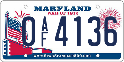 MD license plate 0AF4136