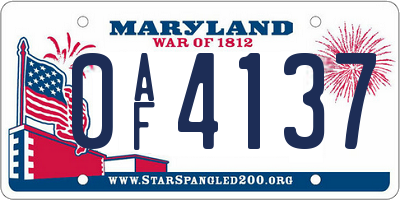 MD license plate 0AF4137