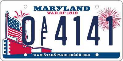 MD license plate 0AF4141