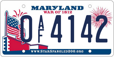 MD license plate 0AF4142
