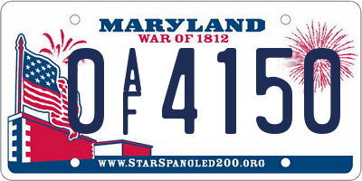 MD license plate 0AF4150