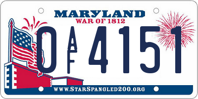 MD license plate 0AF4151