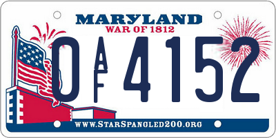 MD license plate 0AF4152