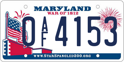 MD license plate 0AF4153