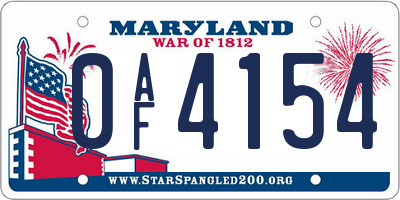 MD license plate 0AF4154