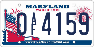 MD license plate 0AF4159