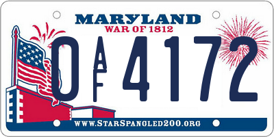MD license plate 0AF4172