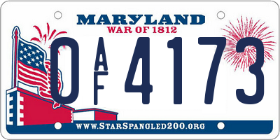 MD license plate 0AF4173