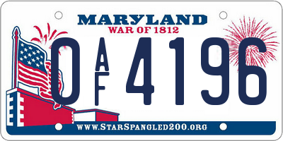 MD license plate 0AF4196