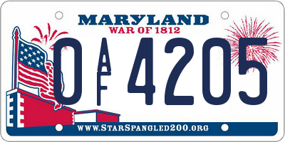 MD license plate 0AF4205