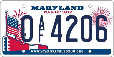 MD license plate 0AF4206