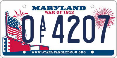 MD license plate 0AF4207