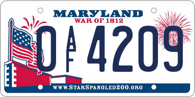 MD license plate 0AF4209