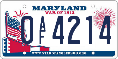MD license plate 0AF4214
