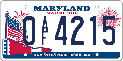MD license plate 0AF4215