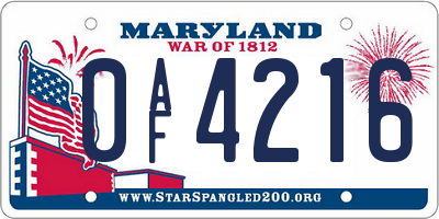 MD license plate 0AF4216