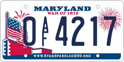 MD license plate 0AF4217