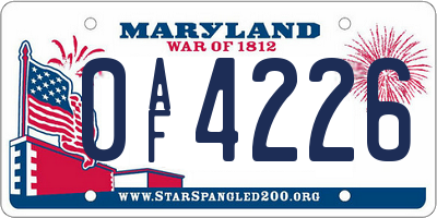 MD license plate 0AF4226