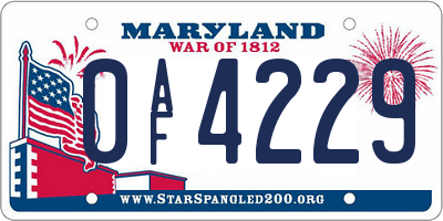MD license plate 0AF4229