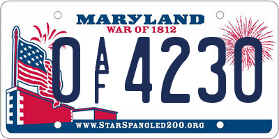 MD license plate 0AF4230