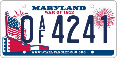 MD license plate 0AF4241