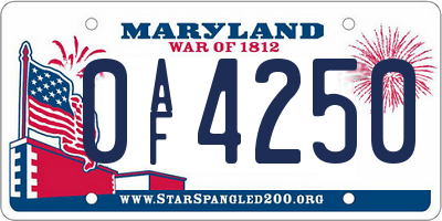 MD license plate 0AF4250