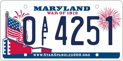 MD license plate 0AF4251