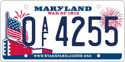 MD license plate 0AF4255