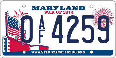 MD license plate 0AF4259