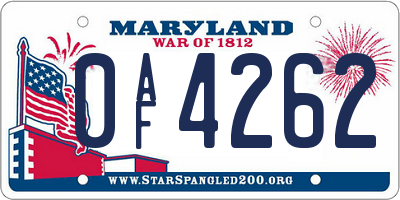 MD license plate 0AF4262