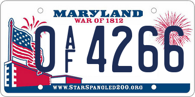 MD license plate 0AF4266