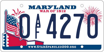 MD license plate 0AF4270