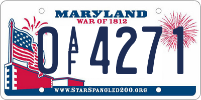 MD license plate 0AF4271